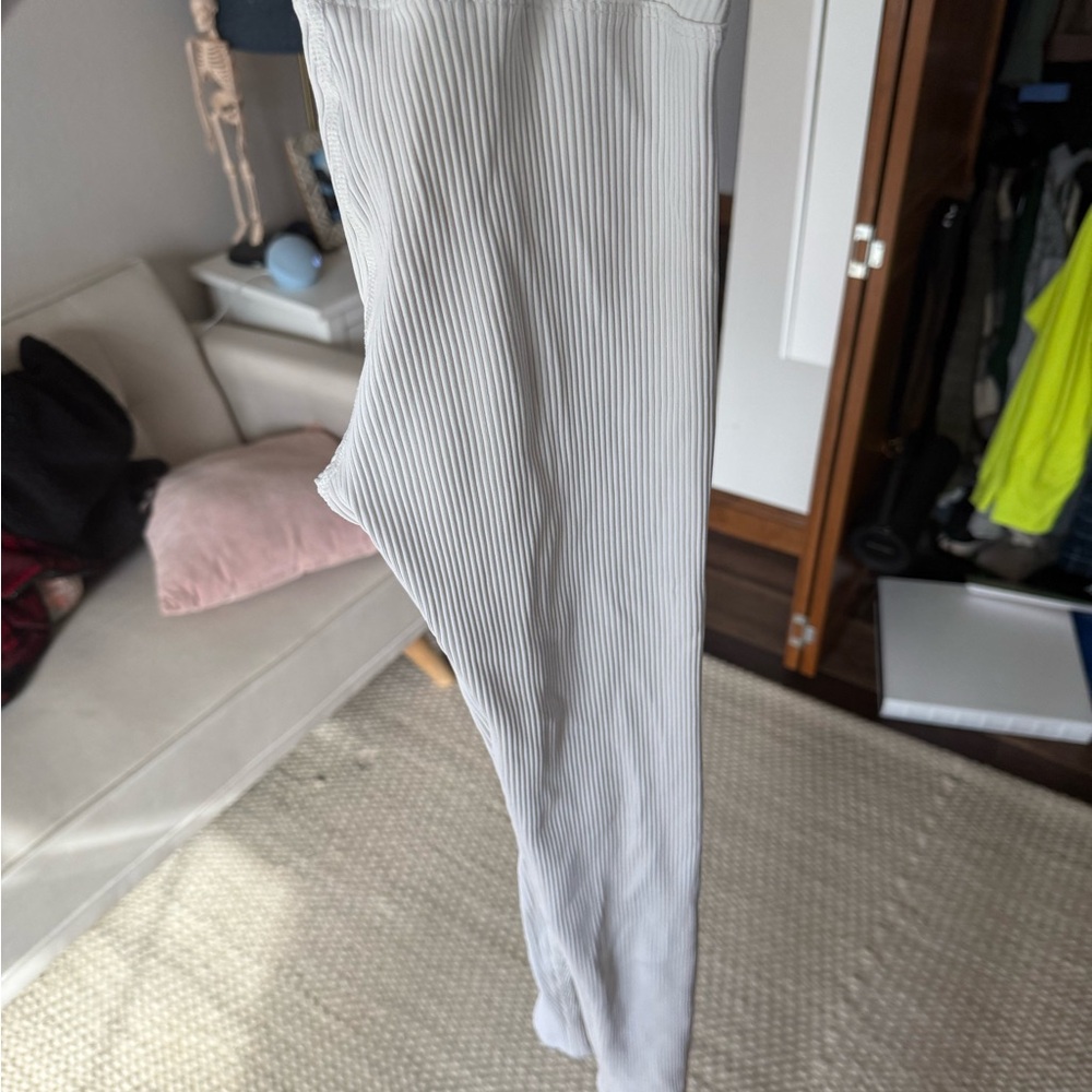 White Ribbed Pants